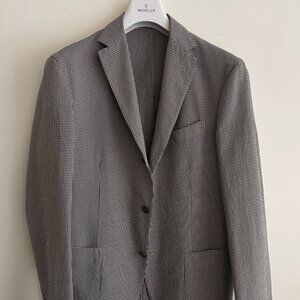 $1600 Boglioli Unstructured 3 roll 2 Black White Checked Sport Coat/ Blazer - 40